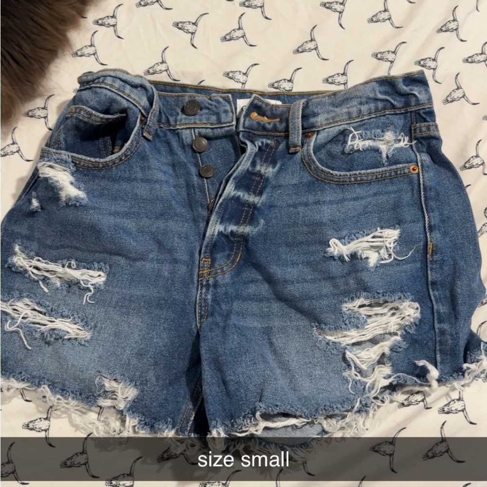 Distressed Blue Denim Shorts